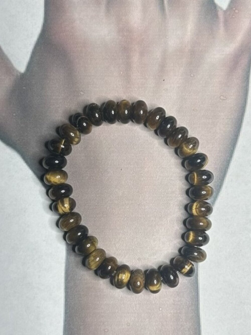 Donut Shape Tiger-Eye Gemstones Stretch Bracelet.